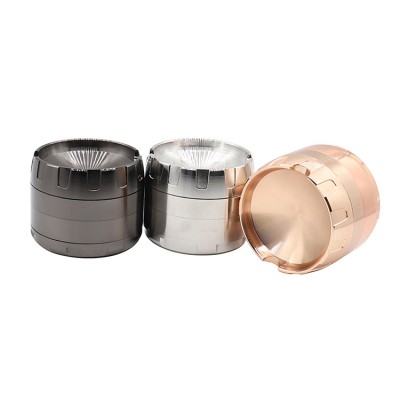 Manual Zinc Alloy 4-layer Smoke Grinder Weed with Drawer 63mm Gun metal Custom Logo Wholesale Grinder